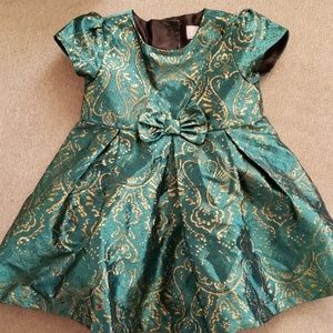 Green and gold brocade dress